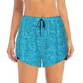 thumbnail image 2 of Picia Blue Glitter Pattern Women's 2 in 1 Athletic Running Shorts High Waisted Workout Casual Gym Sweat Shorts with Comfy Liner Zipper Pockets-Medium, 2 of 9