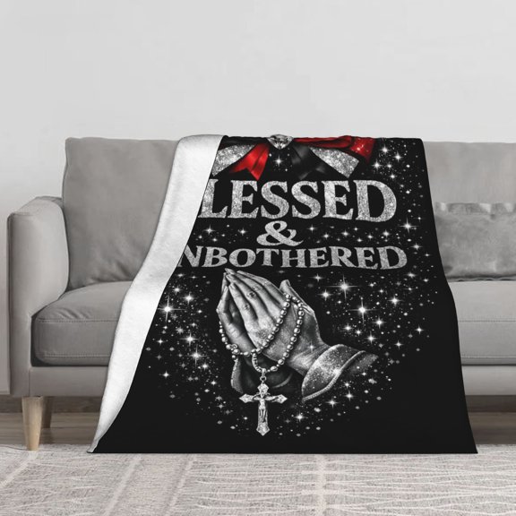 Blessed Unbothered Flannel Throw Blanket Soft Blankets for Bed Sofa