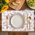 thumbnail image 4 of Red Fruit Placemats Set of 6, Vintage Botanical Plant Leaf Branch Flower Placemats for Dining Table, Place Mats for Kitchen Tabletop, Waterproof Wipeable Dining Table Mats Set, 4 of 9
