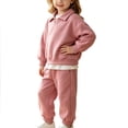 thumbnail image 2 of Spazoro Toddler Girls 2PC Outfit Sets, Activewear Long Sleeves Soft & Comfy Solid Color Casual Sweatshirt and Pants Sets for Fall Winter Watermelon Red Size 2 T, 2 of 7
