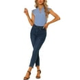 thumbnail image 2 of INSPIRE CHIC Blouse Basique Sans Manches à Col en V pour Femmes, Gris Bleu, 2 of 7