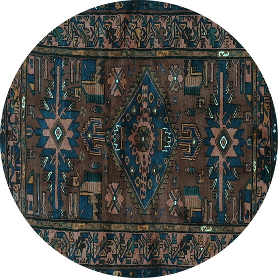 Ahgly Company Indoor Round Persian Light Blue Traditional Area Rugs, 8' Round