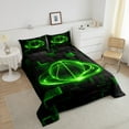thumbnail image 4 of Green Basketball Comforter Set Teens Adults,3D Check Plaid Bedding Set,Sports Lover Bed Set,Neon Basketball Down Comforter Bedroom Decor, 4 of 7