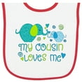 thumbnail image 2 of Inktastic My Cousin Loves Me Cute Elephants Baby Terry Cloth Bib, 2 of 3