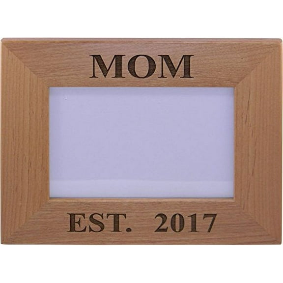 Mom EST 2017 - 4x6 Inch Wood Picture Frame - Great Gift for Mothers's Day, Birthday or Christmas Gift for Mom Grandma Wife Grandmother