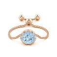 thumbnail image 2 of Angara Natural 0.72 Ct. Aquamarine Solitaire Ring in 14K Rose Gold for Women (Ring Size: 3.5), 2 of 9