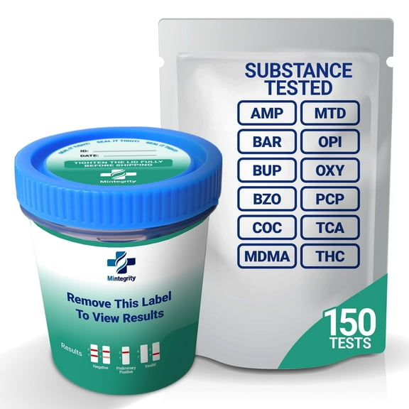 Mintegrity (150pk)- 12-Panel T-Cup Instant Urine Drug Test - (AMP/BAR/BUP/BZO/COC/MDMA/MTD/OPI/OXY/PCP/TCA/THC) #MT-TDOA-3124