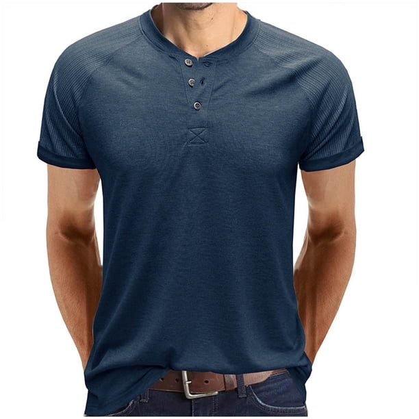 Moda hombre casual manga corta botón patchwork tops sudaderas blusa Pompotops oipoqjl7099
