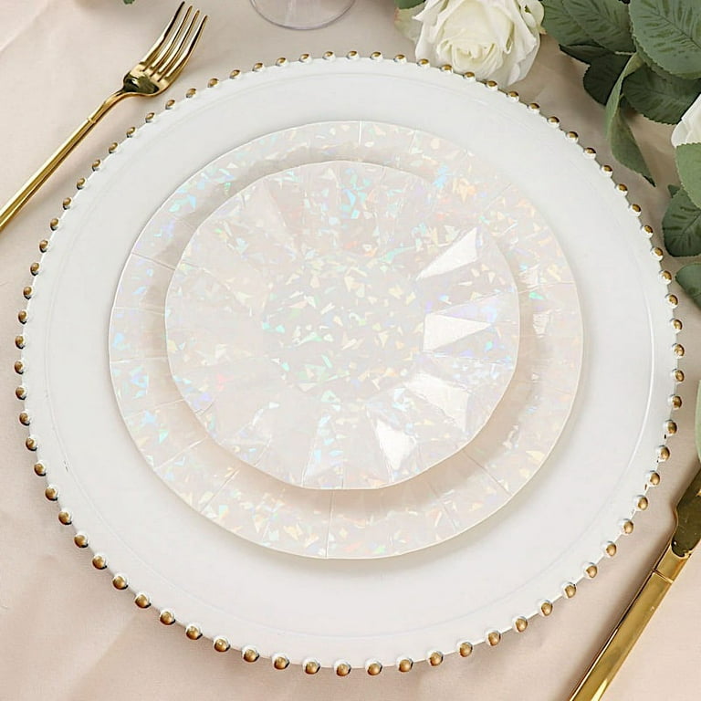 BalsaCircle 25 White 7 Round Disposable Paper Plates Rose Gold Polka Dots  Party Events Tableware Decorations 