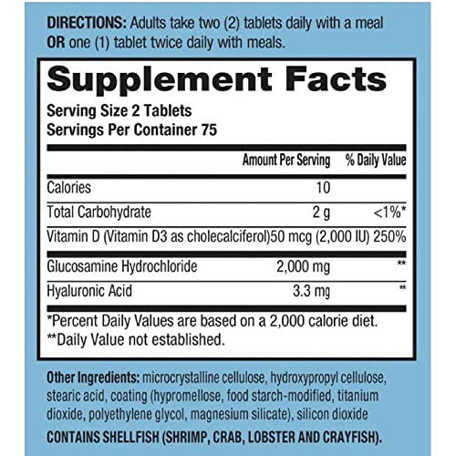 Schiff Glucosamine 2000mg with Vitamin D3 and Hyaluronic Acid, 150 tablets - Joint Supplement