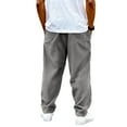 thumbnail image 4 of LWavelet Men's Relaxed Fit Corduroy Wide Leg Pants Elastic Drawstring Waist with Side Pockets for Casual Daily Vacation Wear Gray M, 4 of 6