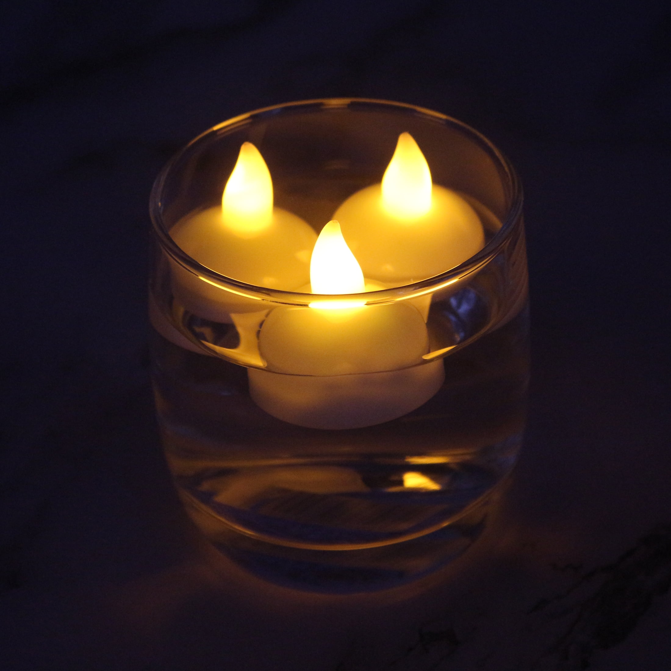 Way To Celebrate Battery-Operated LED Floating Tealights, White, 24 Count