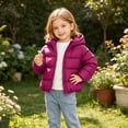 thumbnail image 6 of Girls Solid Hooded Padded Jacket Zip up Long Sleeve Quilted Coat Thick Warm Winter Outerwear for Toddler Little Girls Daily Outdoor Wear Wine 18 Months, 6 of 9