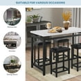 thumbnail image 4 of SYNGAR 5 Piece Dining Table Set, Modern Pub Table Set W/ 4 PU Leather Cushioned Stools, Counter Height Faux Marble Bar Table Set, 4-Person Dining Table & Stools Set, Kitchen Breakfast Table Set, D7774, 4 of 12