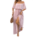 thumbnail image 3 of Vestido Informal de Lunares con Hombros Descubiertos para Mujer, con Volantes, Corsé, Borlas y Cintura Alta, con Abertura y Abertura, Color Liso Rosa Oscuro L, 3 of 8