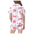 thumbnail image 4 of MEZZALL Pyjama Imprimé Mignon pour Filles, Manches Courtes, Boutonné, Shorts, Ensemble de Maison, 6-7 Ans, 4 of 6