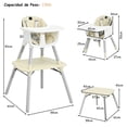 thumbnail image 3 of Costway Trona Convertible 4 en 1 para Bebés Silla Alta de Comedor con Arnés Bandeja Desmontable y Ajustable Set de Mesa y Silla para Niños, 3 of 10