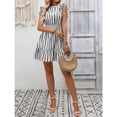thumbnail image 6 of EASYBRA Women Striped V Neck Wrap Midi Dress Sleeveless High Waist Summer Elegant Casual Vacation Dress, 6 of 8