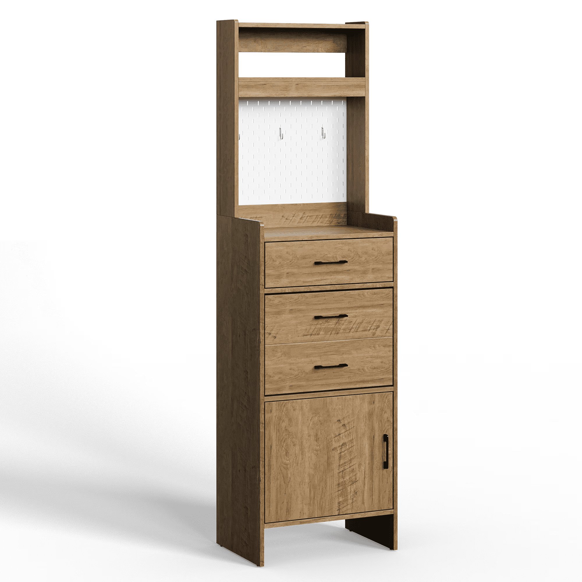 Mintazer 69" Tall Entryway Shoe Storage Cabinet with Flip Drawer, 5-in-1 Hallway Organizer with Pegboard & Adjustable Shoe Closet, Brown
