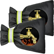 Outdoor Faucet Covers for Winter, 8.26"W x 5.9"H,Thickened Insulated Cover for Outside Faucet with Reflective Strip, 2 Pack Black