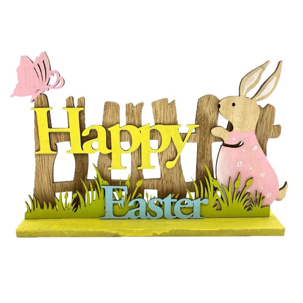 Decoración del hogar, Decoraciones de escritorio de Pascua de madera Adornos de conejo de conejito de madera de Pascua Decoraciones de escritorio de Pascua de madera Las mejores en su clase