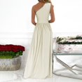 thumbnail image 4 of ICHUANYI Clearance Fashion Women's Elegant Sexy One Shoulder Dress Solid Color Long Dress Skirt Dress(Beige, L) Ichuanyi Ichuanyi, 4 of 6