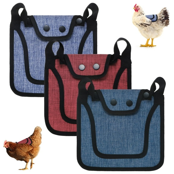 Uxcell 3-Pack Premium Chicken Saddle, Hens Saddle with Adjustable Strap Feather Protector for Hens [Purple,Red,Blue]