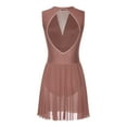 thumbnail image 5 of Aislor Women's Shiny Rhinestone Figure Skating Lyrical Ballet Dance Sleeveless Backless Dress Dusty Pink XXL, 5 of 7