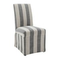 thumbnail image 3 of Wovenbyrd Lakeshore Classic Covered Dining Chair, Armless, Wood Frame - Blue and Linen Stripe, 3 of 8