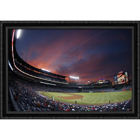 Turner Field 40x28 Large Black Ornate Wood Framed Canvas Art - Home of the Atlanta Braves