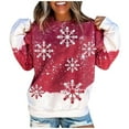 thumbnail image 3 of LowProfile Sweatshirt Hoodies for Women Plus Size Christmas Long Sleeve Casual Tops Fashion O-neck Print Blouse Pullover Winter Fall Sweatshirts Red 4XL, 3 of 6