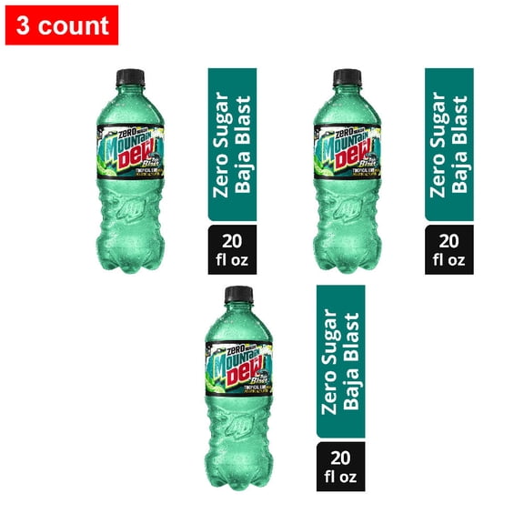 Mountain Dew Zero Sugar Baja Blast Soda Bottle 20 fl oz - 3 count