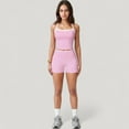 thumbnail image 2 of Women's Square Neck Cropped Active Tank with Contrast Trim and Built-In Bra for Light Support - Large, Pink, 2 of 7