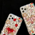 thumbnail image 4 of Compatible with iPhone 13 Bling Case Women Girls Cute 3D Luxury Sparkle Glitter Diamond Crystal Rhinestone Handmade Flowers Heart Soft Clear Protective Cover Case, 6.1 Inch, Pink, 4 of 8