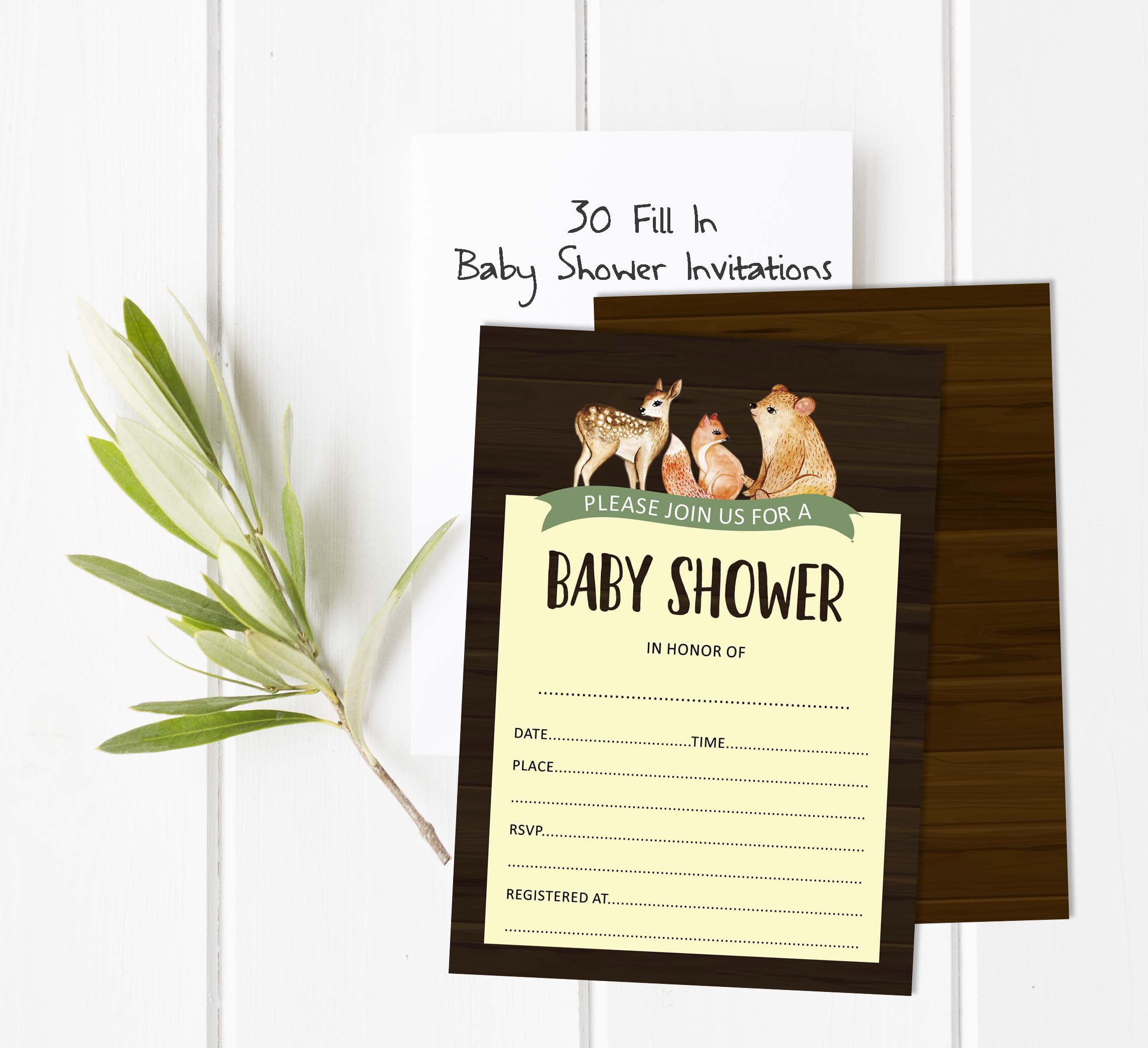 Inkdotpot 30 Fill In StyleBaby Shower Invitation Cards Jungle Animals Its a Boy Its a Girl Blank Invites