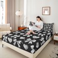 thumbnail image 3 of Erosebridal Girls Grey Plaid Bow Queen Sheet Sets 4 Pieces,Love Heart Print Bed Set for Kids Teens,Microfiber Bedroom Decor, 3 of 5
