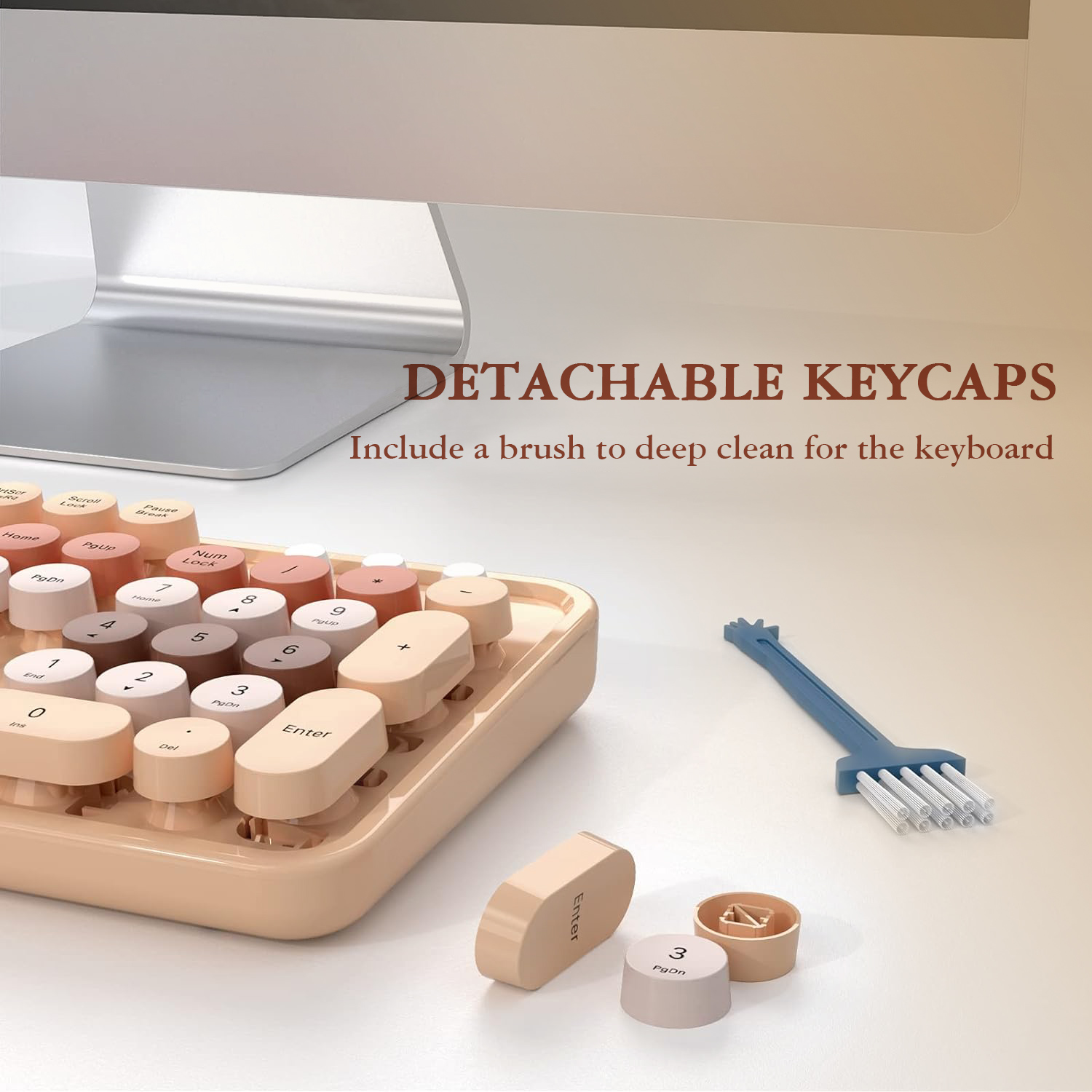 MOFII Wireless Keyboard and Mouse Combo, Milk Tea photo 6