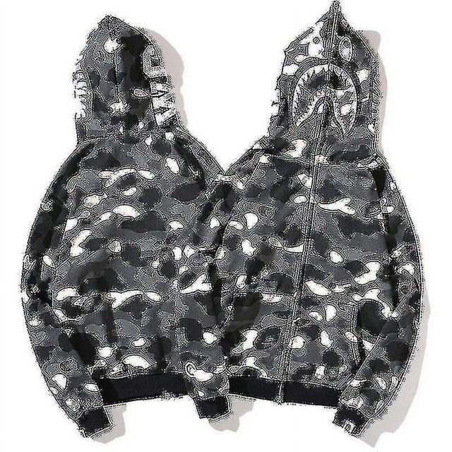 Mens Hoodie Camo Loose Zipper Jacket Sweatershirt For Men Boy_fs