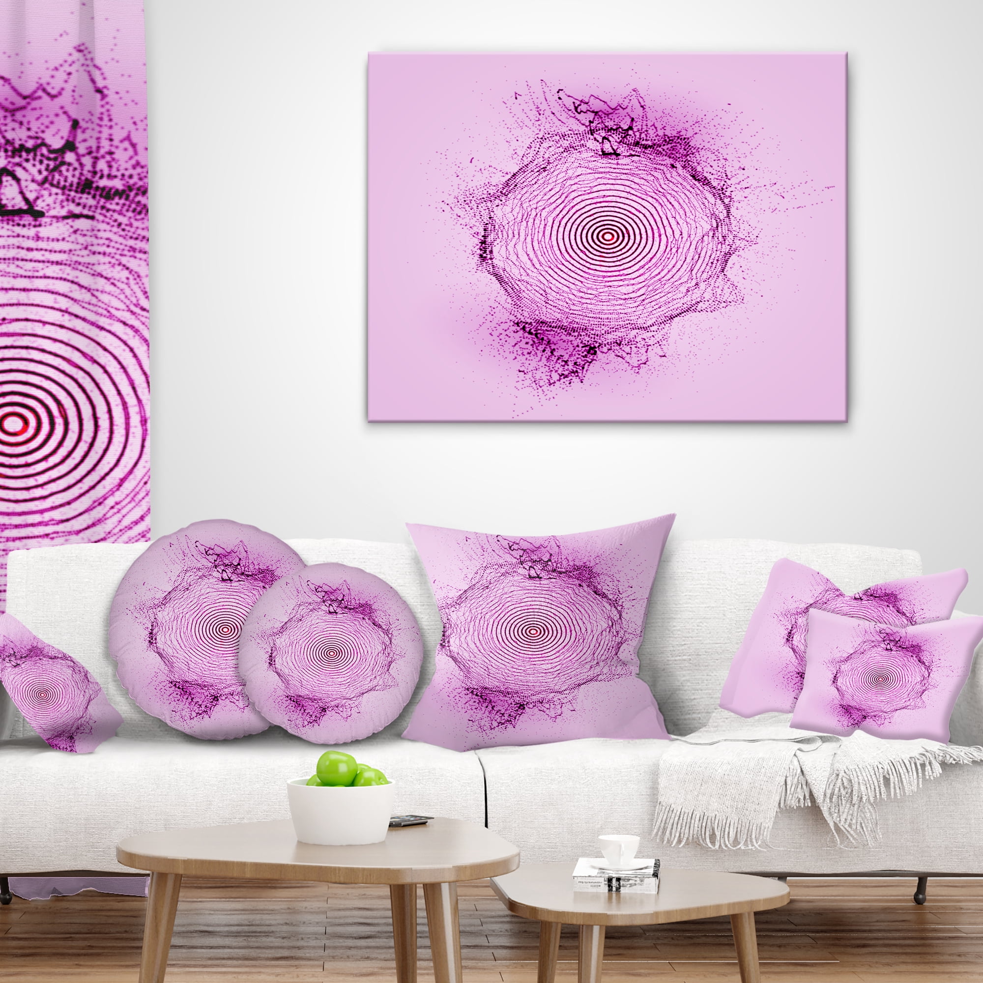 Designart Purple 3D Shape Splashes - Abstract Throw Pillow - 12x20