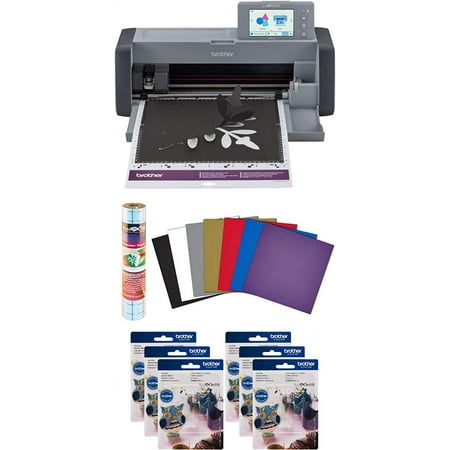 Brother ScanNCut SDX125EGY DIY Cutting Machine with Scanner, Adhesive Vinyl Sheets, Transfer Roll and 6 CADXBLD1 Replacement Blades