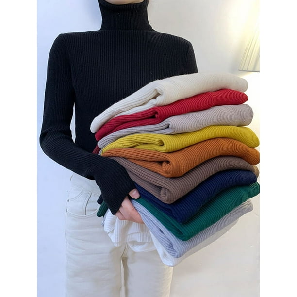 JMPRS Turtleneck Sweater Women Fashion Simple Winter Pullover Jumper High Elastic Knitted Fall Female Basic Tops Casual Blouse