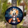 thumbnail image 4 of Happy Halloween Vampire Australian Shepherd BOO with Pumpkins Fun and Spooky Round Wood Sign Aussie Dog Lover Gifts Hanging Wall Home Decor - 00018, 4 of 5