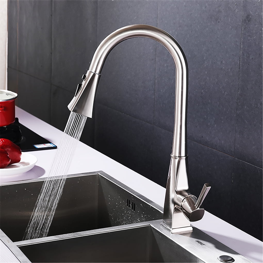 Kepooman Kitchen Sink Faucet, Kitchen Sink Water Tap, Brushed Pullout Kitchen Faucet with High Arc Tube Kepooman Kitchen Sink Faucet, Kitchen Sink Water Tap, Brushed Pullout Kitchen Faucet with High Arc Tube