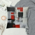 thumbnail image 2 of HENGT  Red and Grey Abstract Art Pillow Cover, Modern Black White Wall Decorative Throw Pillows Cushion Cover for Bedroom Sofa Living Room, 2 of 5