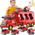 thumbnail image 2 of TEMI Juguetes contra incendios para niños de 3, 4, 5, 6 años, coches de transporte 5 en 1 para niños de 1 a 3 años, vehículos de fricción para niños de 3 a 5 años, regalos de cumpleaños de Navidad par, 2 of 4