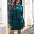 thumbnail image 2 of Color Block Sweater Dresses for Women Winter Fashion Long Sleeve Dress Casual Round Neck Knit Sweater Dress, 2 of 5