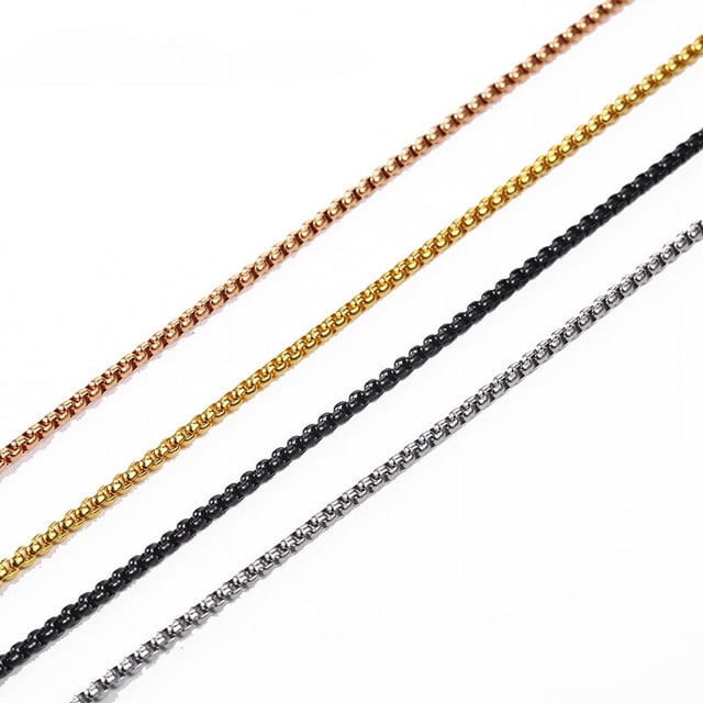Collar de perlas cuadradas de 2 mm/2,5 mm/3 mm Acero inoxidable Chapado al vacío Acero/Oro/Negro/Oro rosa