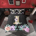 thumbnail image 2 of Erosebridal Initial A to Z Letter Bedding, Monogrammed I Bed in a Bag, Chic Flower Reversible Bed Set, Super Cozy Room Decoration, 7-Piece, 2 of 6
