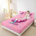 thumbnail image 3 of Castle Fairy Ice Cream Pink Baseball Queen Sheets 4 Pieces, Sport Rugby Queen Sheet Sets, Pink Blue,1 Fitted Sheet, 1 Flat Sheet and 2 Pillowcases, 3 of 6