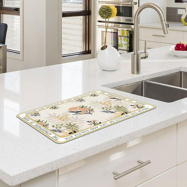 Alfombrilla de secado de platos reutilizable, alfombrilla de fregadero para encimera, utensilios de cocina, escurridor de fregadero de cocina para , Hojas 40x50cm Soledad Escurreplatos